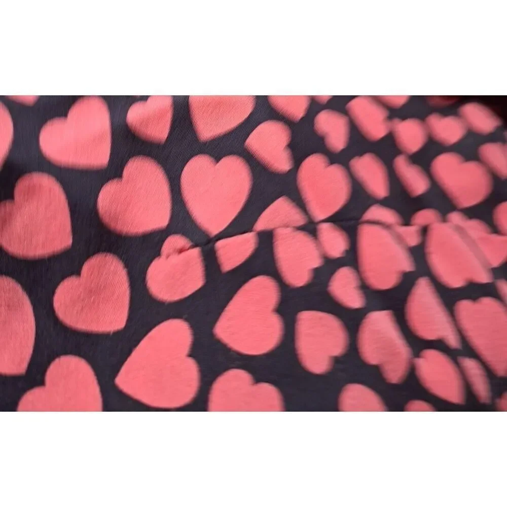 J. Crew Blouse Size 0 Silk Black Pink Button Front Pink Heart Print - Picture 7 of 9